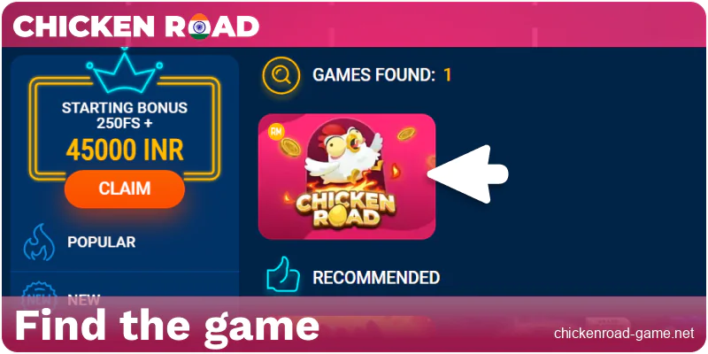 Find the Chicken Road IN game