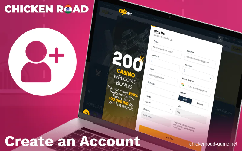 Registering on the Chicken Road IN site