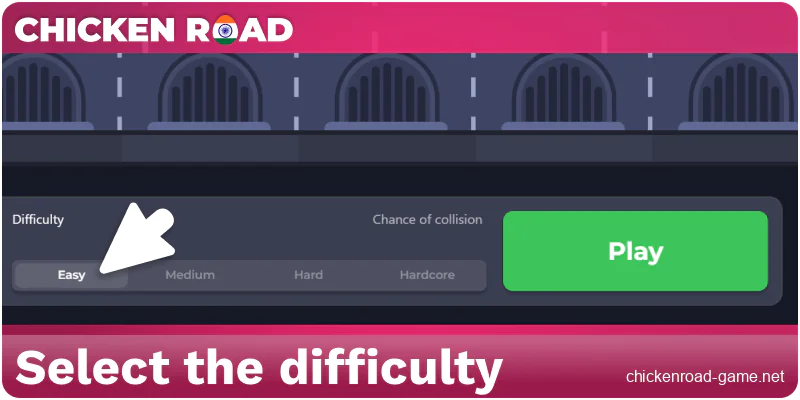 Choose difficulty level in Chicken Road India